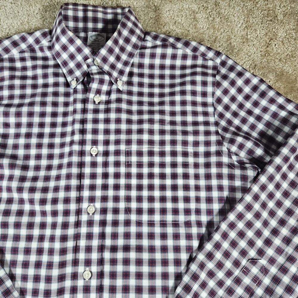 Brooks Brothers Regent Fit Shirt Men's M USA Red White Blue Plaid Preppy Griffan